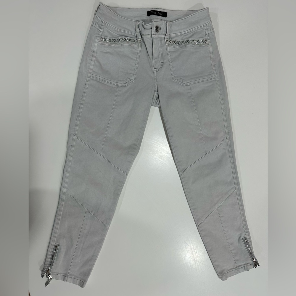 White House Black Market slim crop jeans are light gray